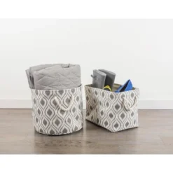 Design Imports Polyester Bin Ikat Mineral Rectangle Medium 16X10X12 -Design Imports GUEST 15280fac 7c17 477c 99b6 e49689364683