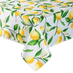 Design Imports Lemon Bliss Print Outdoor Tablecloth With Zipper 60X120