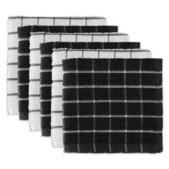 Design Imports Windowpane Terry Dishcloth Set 6 Piece, 12X12", Black -Design Imports GUEST 153c52c8 96c5 42e6 8e20 b49b8f7bd7ae