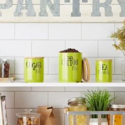 Design Imports Avocado Coffee/Sugar/Tea Ceramic Canister Set/3 -Design Imports GUEST 157861fd 9db4 43b3 b813 f4cc4cdaaead