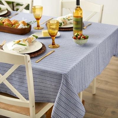 Design Imports Farmhouse Gingham Tablecloth, French Blue, 52X52" 3 Design Imports Farmhouse Gingham Tablecloth, French Blue, 52X52" - Image 3