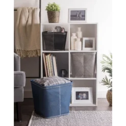 Design Imports Poly Bin Zig-Zag Stitch Variegated Blue Trapezoid 13X13X13 Set/2 -Design Imports GUEST 16a806a2 8ac7 4853 a780 ef8a1f745559