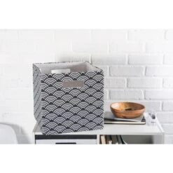 Polyester Cube Waves Black Square 13x13x13 -Design Imports GUEST 1701b240 06db 45e0 ab73 c8c448897b9e