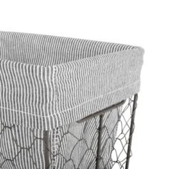 Design Imports Set Of 3 S Rustic Bronze Chicken Wire Ticking Stripe Liner Baskets Black/White -Design Imports GUEST 17263a92 8388 4034 9aae 9438208baf08