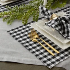 DII Buffalo Check Placemat Set 4 Piece, Black, 13x19" -Design Imports GUEST 17454e0d d3bd 49ec bed0 95a48c7d9c01