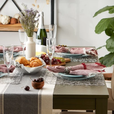 DII Woven Paper Placemat Set 6 Piece, Silver, 16x16" 2 DII Woven Paper Placemat Set 6 Piece, Silver, 16x16" - Image 2