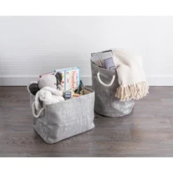 Design Imports Paper Bin Lurex Gray/Silver Rectangle Small 11X10X9 -Design Imports GUEST 17f209ad 2dea 460f 95cd c9a2fa779445