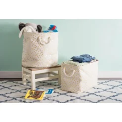 Design Imports Polyester Bin Dots Gold Rectangle Medium 16X10X12 -Design Imports GUEST 1833fec1 ad72 441d b63c 911022a9b401 2