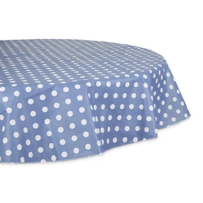 Design Imports Stonewash Blue Polka Dot Vinyl Tablecloth 70 Round 5 Design Imports Stonewash Blue Polka Dot Vinyl Tablecloth 70 Round - Image 5