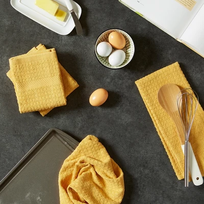 Design Imports Terry Waffle Solid Dishtowel Set 4 Piece, 15X26", Mustard 2 Design Imports Terry Waffle Solid Dishtowel Set 4 Piece, 15X26", Mustard - Image 2