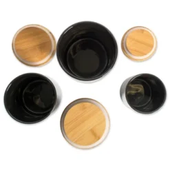 Design Imports Black Coffee/Sugar/Tea Ceramic Canister Set/3 -Design Imports GUEST 1975ea8a 8e75 4d69 90b3 fe67ac849349