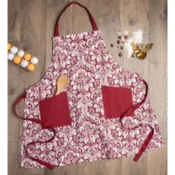 Design Imports Damask 2 Pocket Printed Apron Wine -Design Imports GUEST 19922acb be6a 4fd9 a3b3 2a094f3aed75