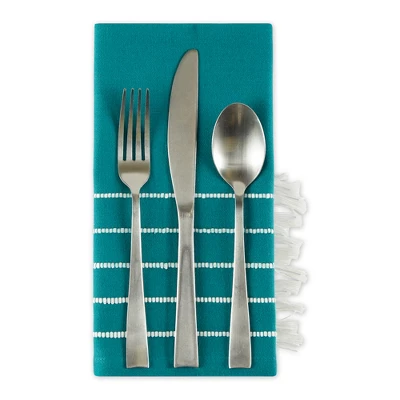 Design Imports Teal Stripe Tassel Napkin Set/4 2 Design Imports Teal Stripe Tassel Napkin Set/4 - Image 2