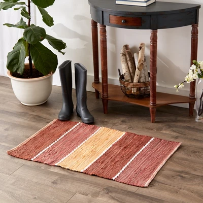 Design Imports Spice Color Block Cotton Chindi Rug 2X3Ft 1 Design Imports Spice Color Block Cotton Chindi Rug 2X3Ft