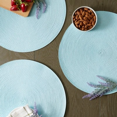 DII Solid Woven Placemat Set 6 Piece, Robbins Egg Blue, 15" Dia 3 DII Solid Woven Placemat Set 6 Piece, Robbins Egg Blue, 15" Dia - Image 3