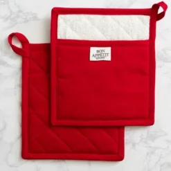 Design Imports Chino Potholder Set/2, Red Cider
