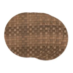 Design Imports Leather Brown Basketweave Round Woven Placemat Set/4 -Design Imports GUEST 1bdc3113 67fd 4130 b7e8 40efd59fe95c