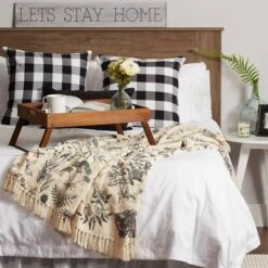 Botanical Printed Throw - Design Imports: Cotton, Hypoallergenic, Machine Washable, 50x60 Inches -Design Imports GUEST 1c9b6d43 d47c 4066 abc6 3dbfd024031b