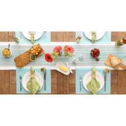 DII PVC Doubleframe Indoor/Outdoor Placemat Set/6, Aqua, 13x17.25"