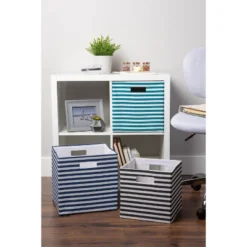 Polyester Cube Pinstripe Black Square 13x13x13 -Design Imports GUEST 1ce39c3a 9de5 46ae 9125 249d73aabc59