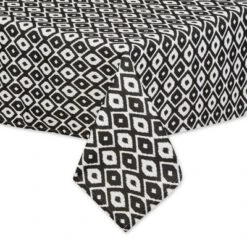 Design Imports Black Ikat Outdoor Tablecloth 60X84