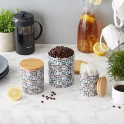 Design Imports Floral Tile Ceramic Canister Set/3 12 Design Imports Floral Tile Ceramic Canister Set/3 -Design Imports GUEST 1da5fc79 4796 4c0e 87d4 17cd8f3970a7