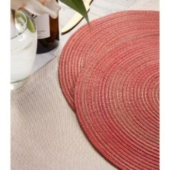 DII Variegated Placemat Set 6 Piece, Red, 15" Dia -Design Imports GUEST 1db22b37 38b1 4a26 b48c d59575667561