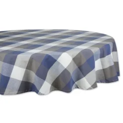 Design Imports Tri Color Check Tablecloth, French Blue, 70" Round -Design Imports GUEST 1e0d38b4 1a99 4820 85e7 949751f5a9f0