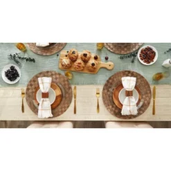 Design Imports Leather Brown Basketweave Round Woven Placemat Set/4 -Design Imports GUEST 1fb4c39b 5586 4413 8b3f 622ea727d630
