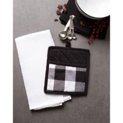 2pk Cotton Buffalo Check Potholder Set Black - Design Imports: Classic Kitchen Hot Pads & Oven Mitts, Machine Washable -Design Imports GUEST 2007ca22 ef4c 4f01 af0a 73be4271246a