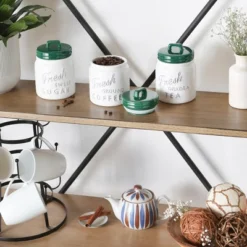 Design Imports Dark Green Ceramic Jar Canister Set/3 -Design Imports GUEST 20233874 9bca 4d4f 9c45 9a7aa2d2b0f6