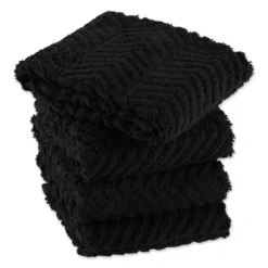 Design Imports Bar Mop Dishtowel Set 4 Piece, Black, 16X19" -Design Imports GUEST 202fc015 c1e5 4d18 b850 419ec6e17623