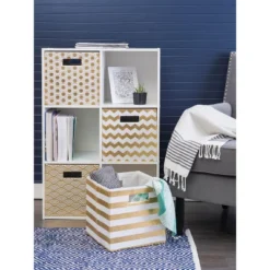 Polyester Cube Stripe Gold Square 11x11x11 -Design Imports GUEST 20aa4436 336e 4ddc bbf6 e30dc3636f1f