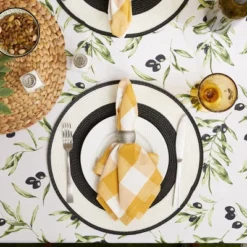 Design Imports Olives Print Outdoor Tablecloth 60 Round -Design Imports GUEST 20e3d5dc 4e3d 47f0 a245 18e9bb6e8522