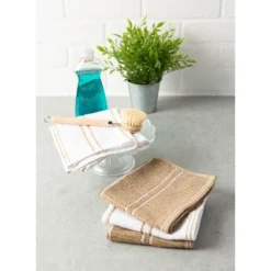 Design Imports Mocha Ribbed Terry Dishcloth Set/12