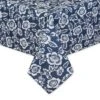 Design Imports Nautical Blue Floral Print Outdoor Tablecloth With Zipper 60X84