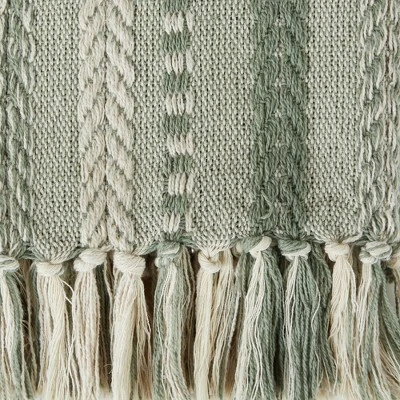 Design Imports Artichoke Green Braided Stripe Throw 2 Design Imports Artichoke Green Braided Stripe Throw - Image 2