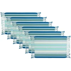 Set Of 6 Tidal Stripe Fringed Placemat Blue - Design Imports: 100% Cotton, Machine Washable, Indoor & Outdoor Use 11 Set Of 6 Tidal Stripe Fringed Placemat Blue - Design Imports: 100% Cotton, Machine Washable, Indoor & Outdoor Use -Design Imports GUEST 224090e5 9a06 42cc 9651 1e577a3f3464