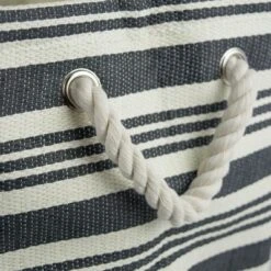 Design Imports Paper Bin Stripe Olive Green Rectangle Large 17X12X12