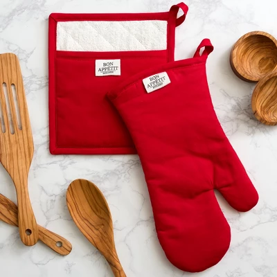 Design Imports Chino Oven Mitt & Potholder Kitchen Set/2, Red Cider 1 Design Imports Chino Oven Mitt & Potholder Kitchen Set/2, Red Cider