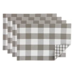 DII Buffalo Check Placemat Set 4 Piece, Gray, 13x19" -Design Imports GUEST 234cf516 8577 423e 9ad1 76a5eb51f389