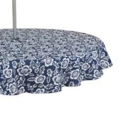 Design Imports Nautical Blue Floral Print Outdoor Tablecloth With Zipper 60 Round -Design Imports GUEST 2391fe67 e583 43f1 9af6 05c2280141c2