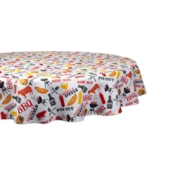 Design Imports Bbq Fun Print Outdoor Tablecloth With Zipper 60 Round -Design Imports GUEST 25226e0e f626 484e a8ae a13c9df5a863