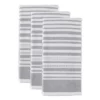 Design Imports Terry French Variegated Stripe Dishtowel Set 3 Piece, Mineral Gray Stripe, 18X28"