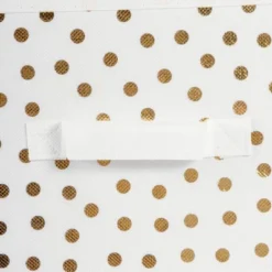 Set Of 4 11" X 11" X 11" Nonwoven Polyester Small Dots Square Storage Cube White/Gold - Design Imports