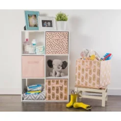 Set Of 4 11" X 11" X 11" Nonwoven Polyester Dots Millennial Square Storage Cube Pink & Gold - Design Imports -Design Imports GUEST 26c829cd 396a 4566 bc1b bc28c951ce30 1