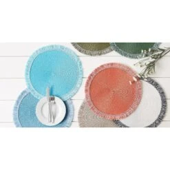Design Imports Storm Blue Round Fringed Placemat Set/6 -Design Imports GUEST 2727fbd8 d55c 4514 96dd 30703bf50f8c