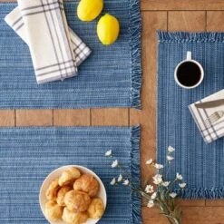 Variegated Nautical Blue Fringe Placemat (Set Of 6) -Design Imports GUEST 2862fc09 4d53 4635 bcf1 6b3cc412c892