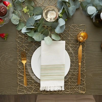 DII Woven Paper Placemat Set 6 Piece, Gold, 16x16" 3 DII Woven Paper Placemat Set 6 Piece, Gold, 16x16" - Image 3