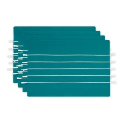 Design Imports Teal Stripe Tassel Placemat Set/4 -Design Imports GUEST 291f6f6d b579 464d 9108 aef8130abd53